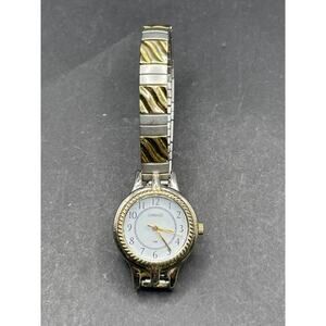 Vintage Carriage 30M Timex Watch Women Gold Tone Stretch Band Two Tone 24mm